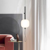 kdln Motus LED hanging light, black/white, Ø 24 cm, glass
