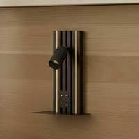 Lucande LED wall light Tiron, height 35 cm, oak, USB