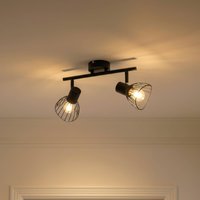 Lindby Piena ceiling light, black, 2-bulb, metal, 39cm