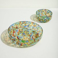 Hübsch Confetti bowl, set of 2, glass, Ø 15 & 26 cm