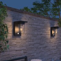 Calex Asti solar LED outdoor wall light, sensor, IP44, black