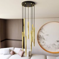 EMIBIG LIGHTING Selter Premium pendant light, gold-coloured, 7-bulb, metal