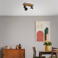 Briloner Spot pour plafond Arbo avec élément en bois, à 2 lampes
