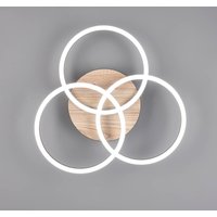 Reality Leuchten LED-taklampa Circle 3 lampor fjärrkontroll trä