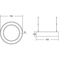 BRUMBERG Biro Circle Ring up/down Ø 75 75W on/off silver 830