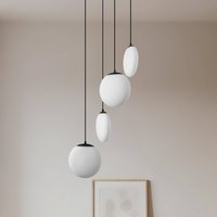 Lucande Lunelle pendant light, black, glass, 4-bulb, Ø 40 cm