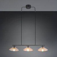 Reality Leuchten Hänglampa Eluna, bärnsten/svart, 100 cm, glas/metall, 3 lampor.