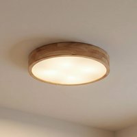 Lindby ceiling light Tanju, Ø 50 cm, 4-bulb, oak wood, E27