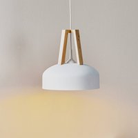 SOLLUX LIGHTING Suspension North avec bois naturel, abat-jour blanc