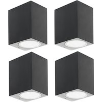 Prios utomhusvägglampa Tetje, svart, kantig, 10 cm, set om 4