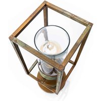Moretti Luce Cubic³ 3369 pillar light antique brass/clear
