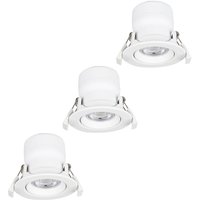 Prios LED-inbyggnadslampa Shima, vit, 7W, 3000K, 3 enheter, dimbar
