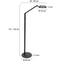 Steinhauer Lampadaire LED Ringlux, noir, métal, réglable
