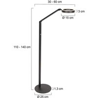 Steinhauer LED-golvlampa Ringlux, svart, metall, justerbar