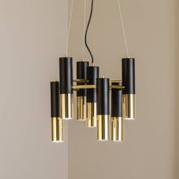 Domiluce Pendellampa Orino, svart/guld, metall, 7 lampor, GU10
