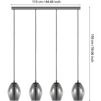 EGLO Stars of Light Estanys hanging light, black, 4-bulb long