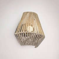 Reality Leuchten LED-vägglampa Lira, brun, pappersgarn, touch, H 19 cm