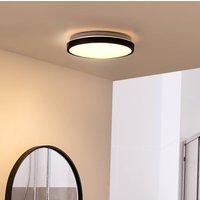 Lindby LED-taklampa Medon Ø 29 cm svart plast IP44