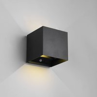 Reality Leuchten LED outdoor wall lamp Talent, black, width 10 cm Sensor