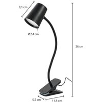 Lindby Ailina LED table lamp, clamp base, black