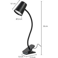 Lindby Ailina LED-bordslampa, klämfot, svart