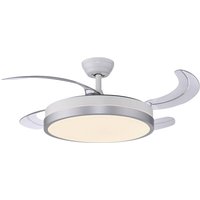 LED-Deckenventilator Kopta silber, CCT, Fernbed., Ø 107 cm