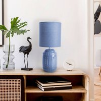 Näve Lampe à poser Erida, céramique et textile, bleu clair
