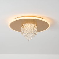 Searchlight LED-taklampa Deluge, guldfärgad, Ø 32 cm, metall/akryl