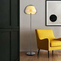 Globo Avila LED floor lamp, smoky grey/black, glass, CCT, dimmable
