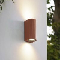 Lindby Aluvo outdoor wall light, rust, 16 cm, IP65, ribbed