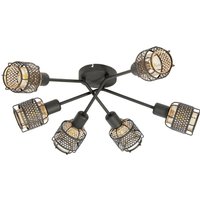 Lindby Eudoria taklampa 6 lampor svart/guld