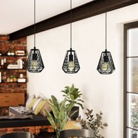 EGLO Hänglampa Stype, svart, längd 96 cm, stål, 3 lampor.