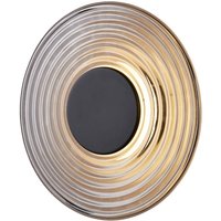 Searchlight Applique murale LED Cleo, gris fumé/noir mat, Ø 30 cm, verre