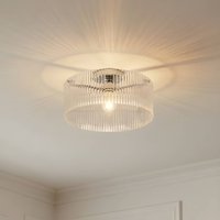 Lucande Meritt ceiling light, chrome/clear, Ø 40 cm, glass