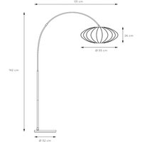 Lucide Corina båglampa, beige, E27, 192 cm, plast