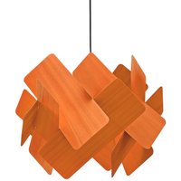 LZF Pendellampe Escape, orange-/nickelfarben, Ø 30 cm, Holz