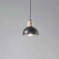 EMIBIG LIGHTING Seco hanging light, Ø 18 cm, black, metal/wood