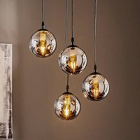 EMIBIG LIGHTING Glassy pendant light, 4-bulb, black, graphite, glass, E14