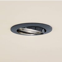 Prios recessed ceiling light Fibur, dark grey, aluminium, Ø 8.2 cm