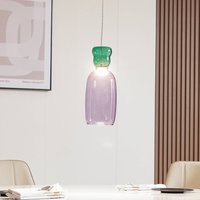 Lucande LED-Hängelampe Fay, lila/dunkelgrün, Glas, Ø 15 cm