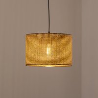 MODELSA Hänglampa Nara, brunt mönster, tyg, Ø 30 cm