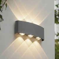 Lindby LED-utomhusvägglampa Ithan, 3 lampor, antracit, 17 cm