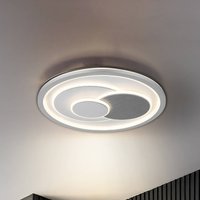 Globo Ruiz I LED ceiling light, white/silver, Ø 48 cm, CCT