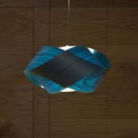 LZF LAMPS LZF pendellampa Nut, blå/nickelfärgad, längd 42 cm, trä