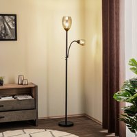 Lindby Irmino golvlampa med skärmar av rökt glas