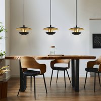 EGLO LED-hänglampa Nuvano, 3 lampor, svart/guld