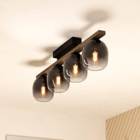 EGLO Plafonnier Filago, quatre abat-jour en verre fumé