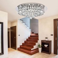 Searchlight Plafonnier Hanna chromé billes cristal verre 55 cm