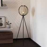 EGLO Waverton golvlampa, svart/vit, höjd 143 cm, stål/väv