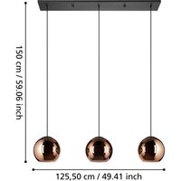 EGLO Stars Of Light Hänglampa Cordoba, 3 lampor, lång, koppar